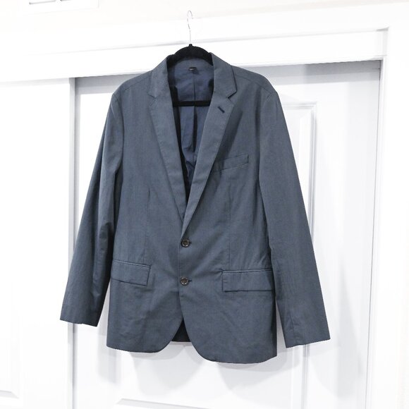 J Crew Unstructured Cotton Twill Microstripe Blazer Jacket Gray Blue - Picture 2 of 7
